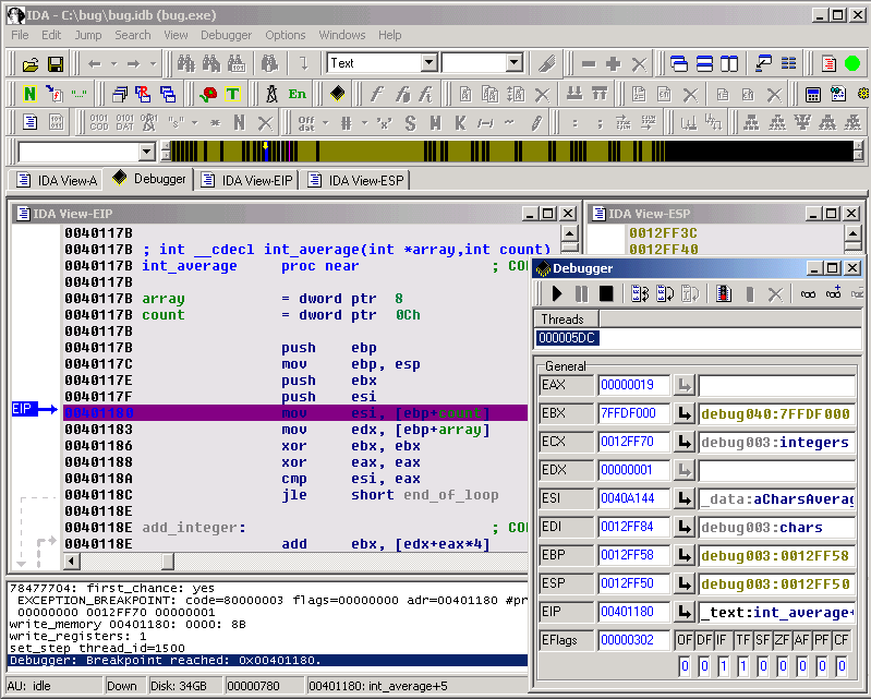 debuggers and disassemblers