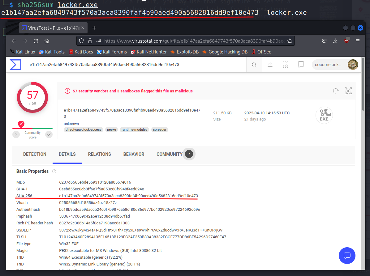 conti ransomware details SHA 256 on virus total