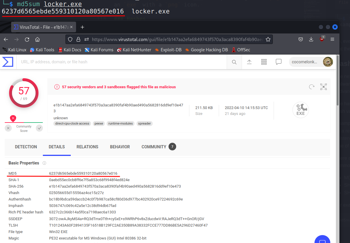 conti ransomware details MD5 on virus total